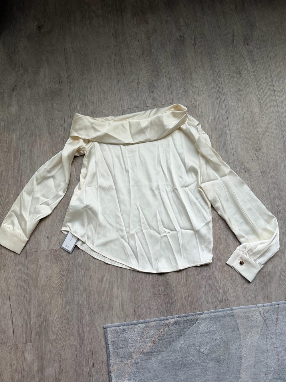 SHEIN Cream Off-Shoulder Long Sleeve Blouse